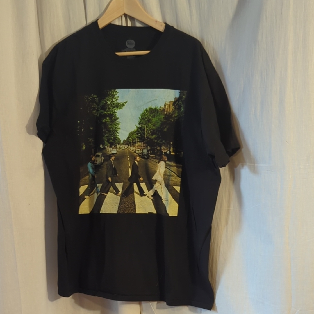 The Beatles Black Short Sleeve Tee Iconic Abbey Road Design